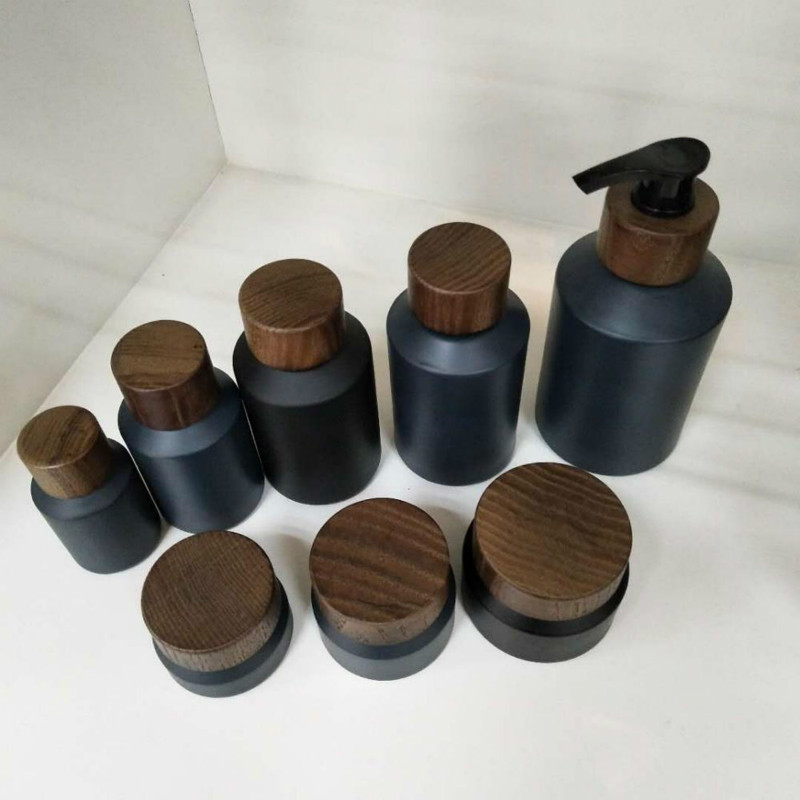 60pcs 120ml black matte glass  - огляд і ціна Luxury Skincare Jars